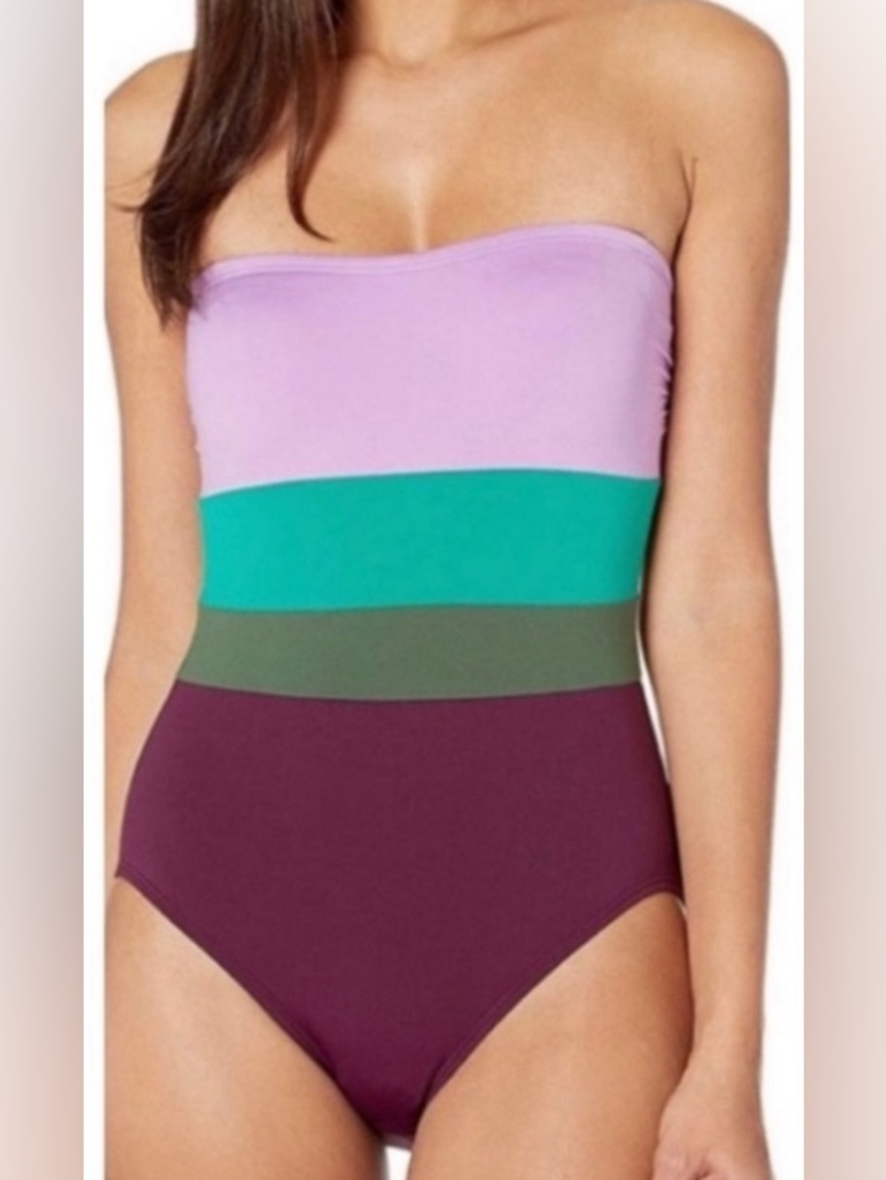 KATE SPADE strapless one pice UNDERWIRE CUPS swimsuit size S raisin